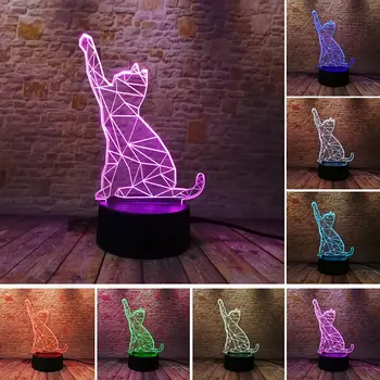 

Luminous Beckoning Cat Figure Juguete 3D Illusion Led Lamp Touch Flashing Light Desk Nightlight Animal Model Toys