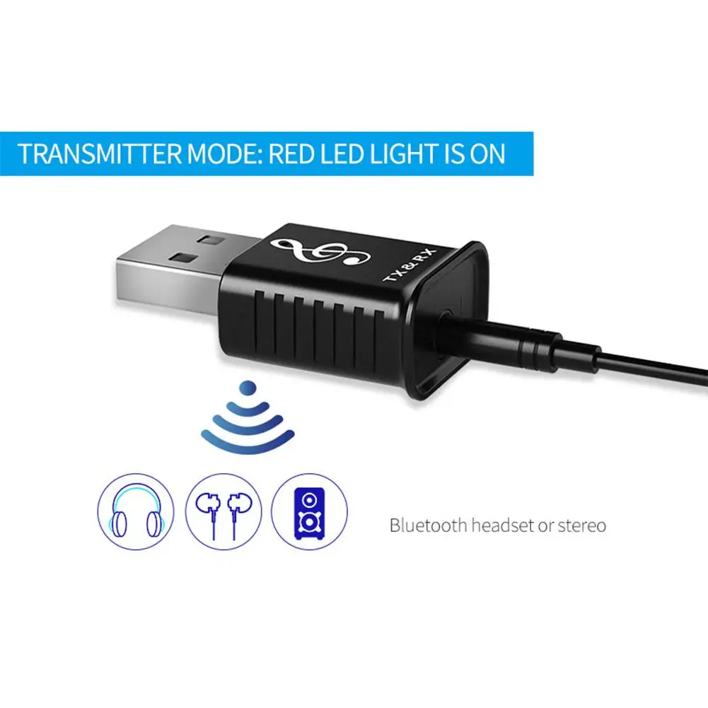 2in1 USB Bluetooth 5,0 приемник передатчик адаптер Мини 3,5 мм AUX Стерео для компьютера ТВ динамик автомобиля беспроводной адаптер с Bluetooth