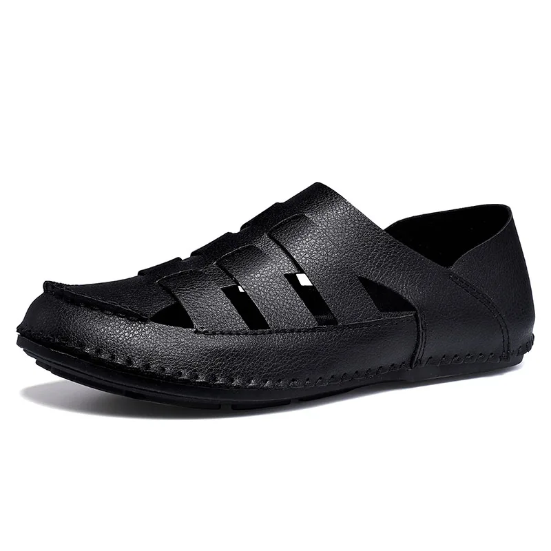 

Hot Sale New Fashion Summer Leisure Beach Men Shoes High Quality Leather Sandals The Big Yards Size 38-48 Casual Driving Shoes