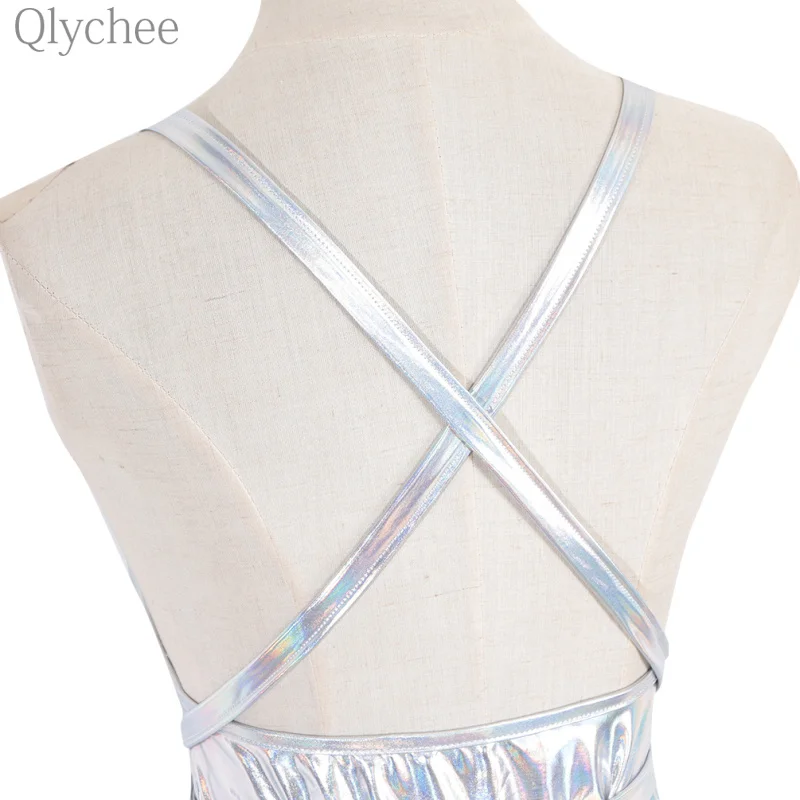 Qlychee Sexy Women Skinny Holographic Silver Bodysuit Vinyl Fabric Laser Color Bodysuit Jumpsuit 3D Rave Festival Clothes Qlychee Sexy Women Skinny Holographic Silver Bodysuit Vinyl Fabric Laser Color Bodysuit Jumpsuit 3D Rave Festival Clothes