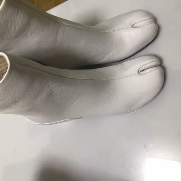 Picture as Botines 2019 Cuir Femme Pour De Verni Courtes Bottes Luxe Tabi Mujer Carré As Talon Picture Bottines En Pluie Noir Haut Épais Bout BSgBnr