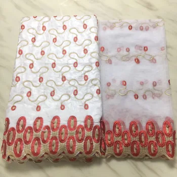 

2018 White Red Gold Bazin Riche Getzner With Beads Bazin Riche 5+2Yards Tulle Lace High Quality Bazin Riche Fabric For Sewing