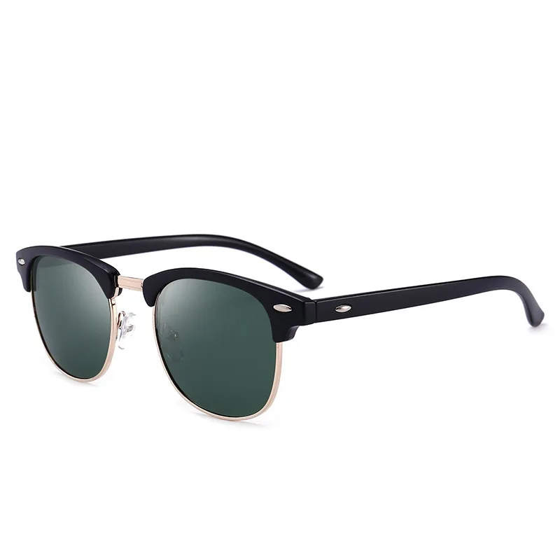 RBROVO, модные поляризационные солнцезащитные очки без оправы, мужские брендовые дизайнерские ретро очки, пластиковые, Lunette De Soleil Femme UV400 - Цвет линз: Black Dark Green