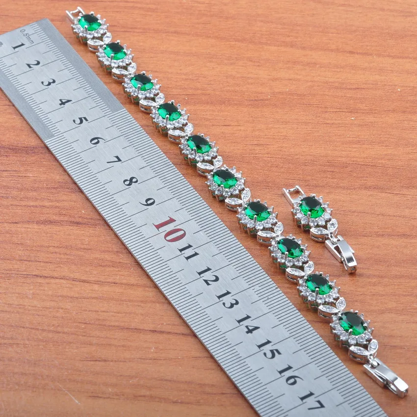 Красивый 925 пробы серебряный овальный с натуральными камнями CZ зеленый набор ювелирных изделий для женщин костюм и независимая Подарочная коробка JS458