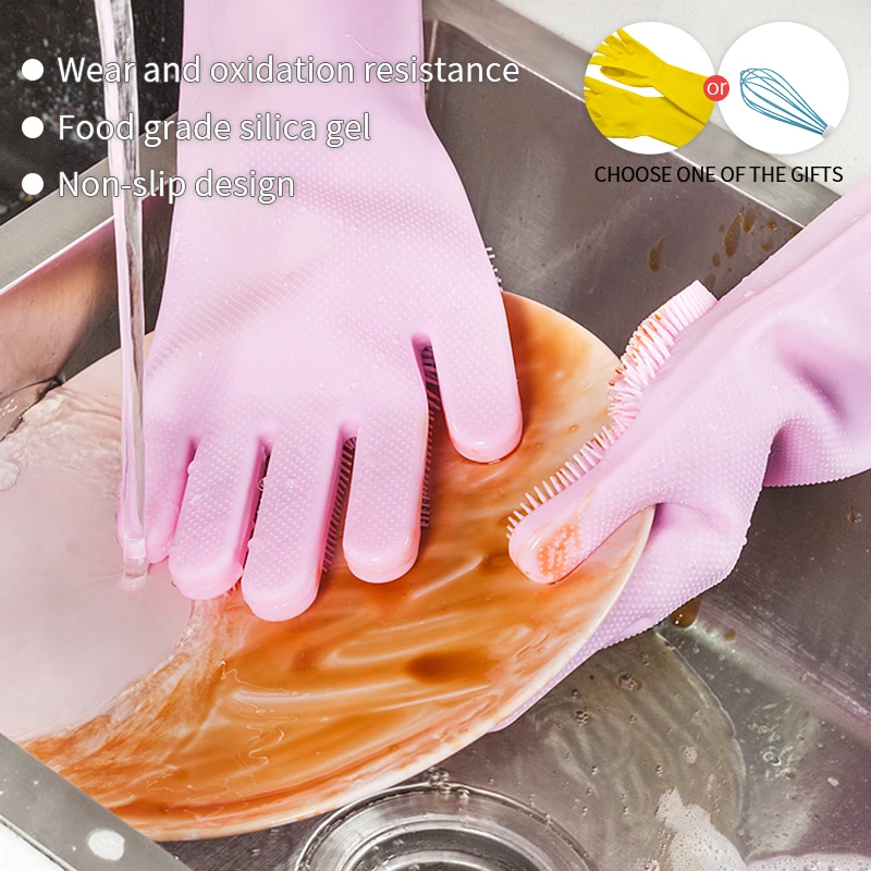

Kitchen Cleaning Gloves Magic Silicone Dish Washing For Household Scrubber Rubber Dishwashing Pour Nettoyage Voiture Pet Brosse