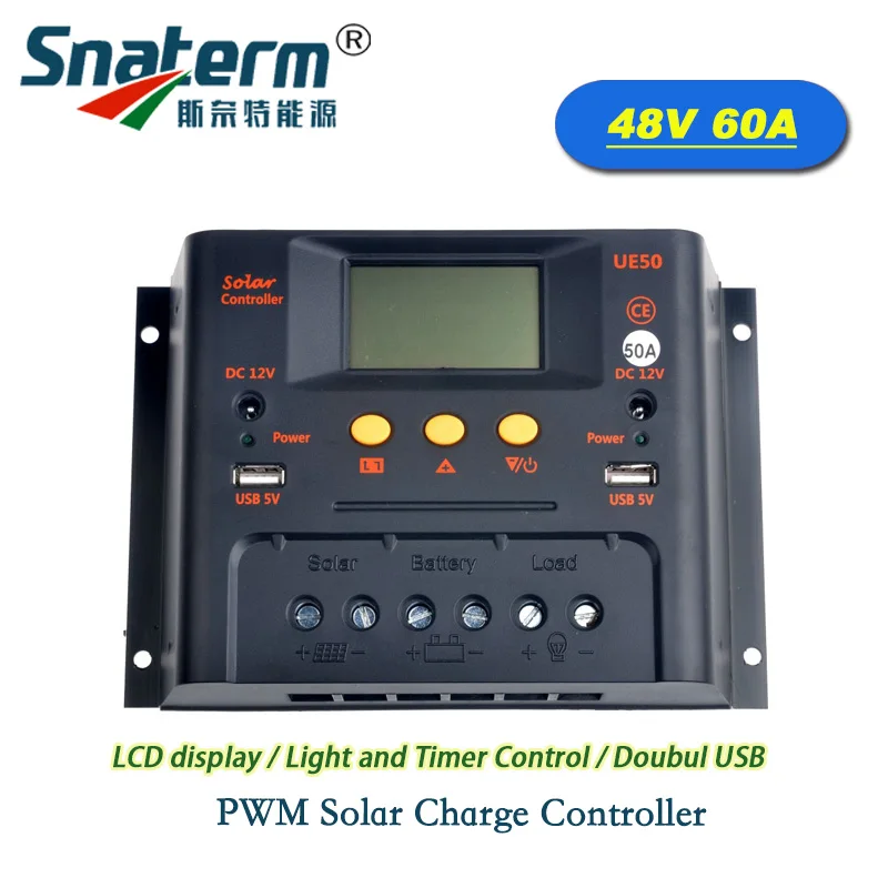 

60A 50A 48V Solar Charge Controller LCD Display PV Panel Battery Charge Controller Solar System Home Indoor Use UE6048/UE5048