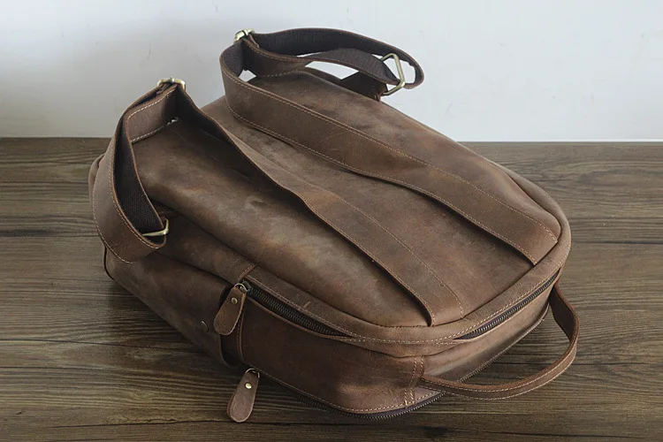 BJYL Genuine leather Men Backpacks Retro Crazy Horse Leather Men's business Laptop shoulder bag Leisure Travel computer Backpack