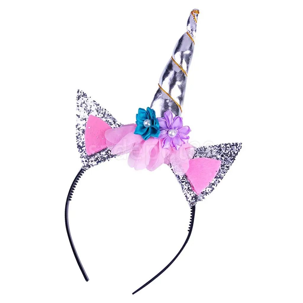 Children Kids Unicorn Horn Cat Ear Hair Hoop Xmas Birthday Party Headband Magic Decor