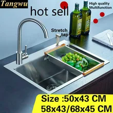 Квартира кухня ручная раковина одинарная мойка высокого качества 304 нержавеющая сталь Горячая 50x43/58x43/60x45/68x45 см