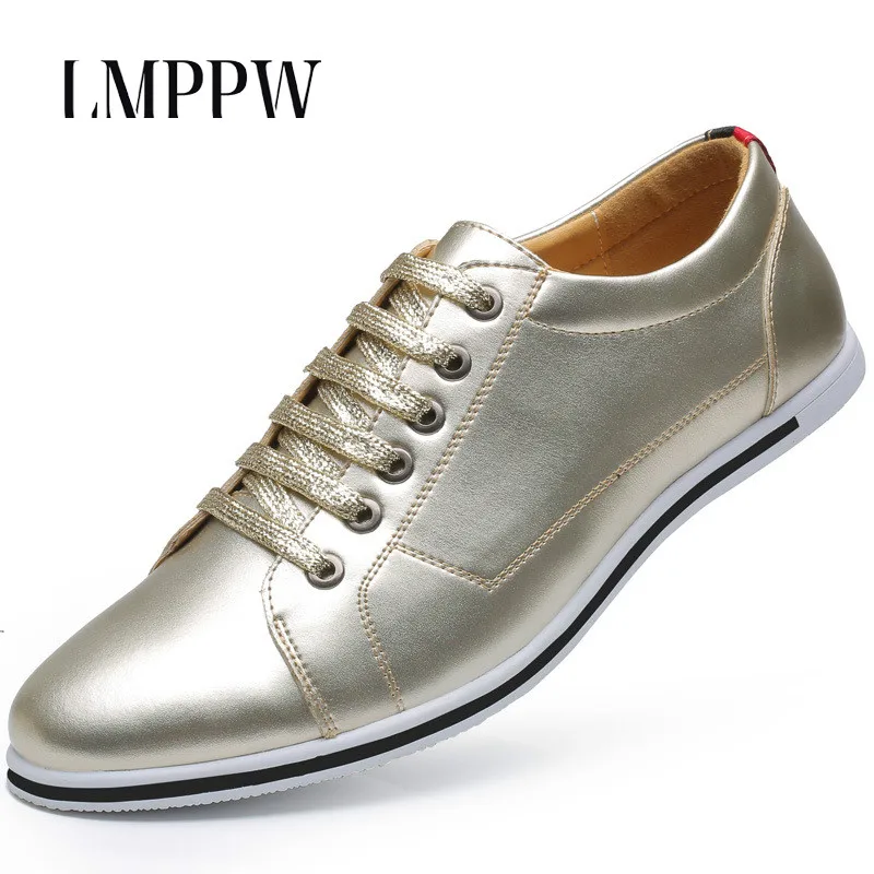 

Large Size Men's Shoes Breathable Board Shoes Casual Men Shoes Fashion Men Flats Gold Silver British Soft Moccasins Dropshipping