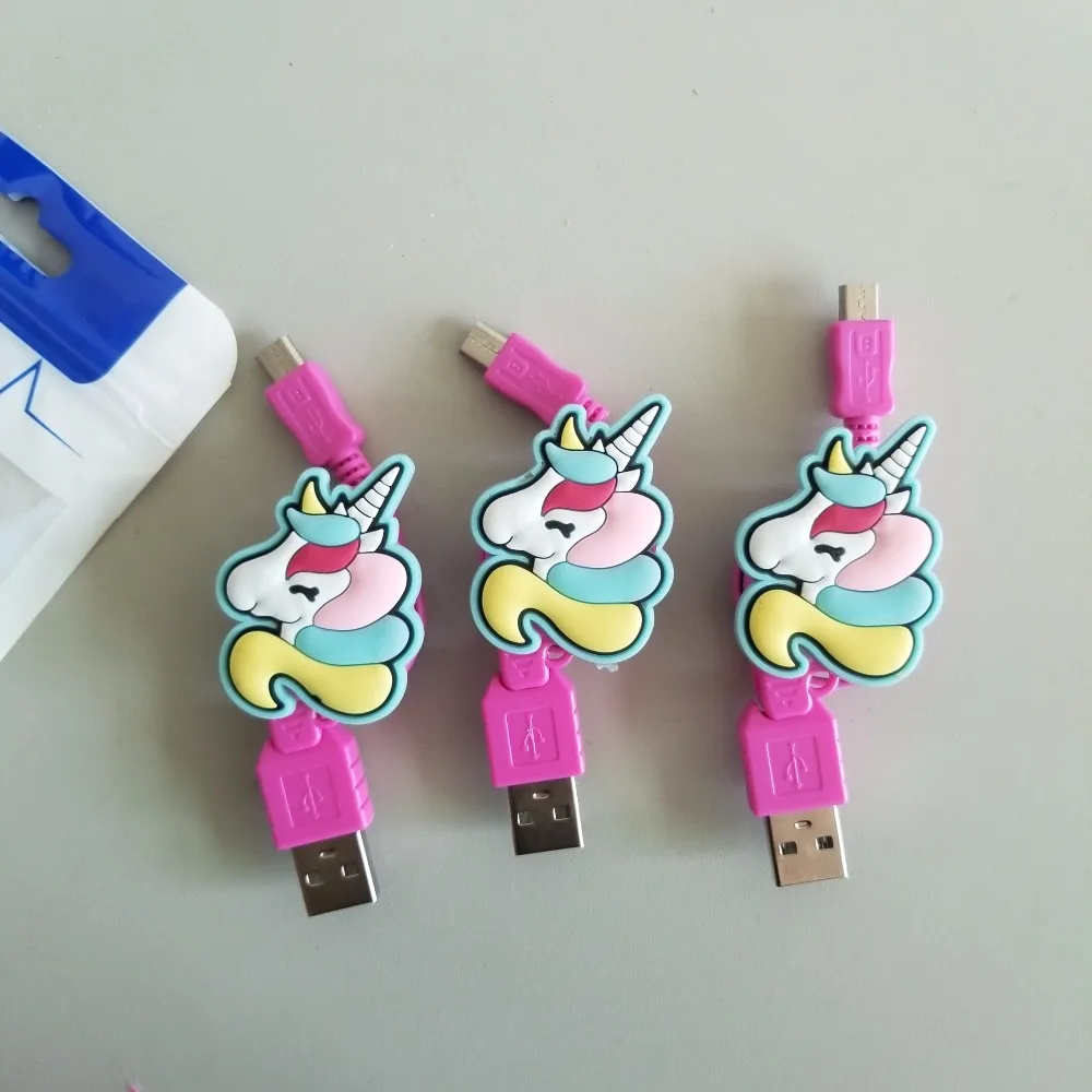 1Pcs Unicorn Automatic Retractable Micro USB Cable V8