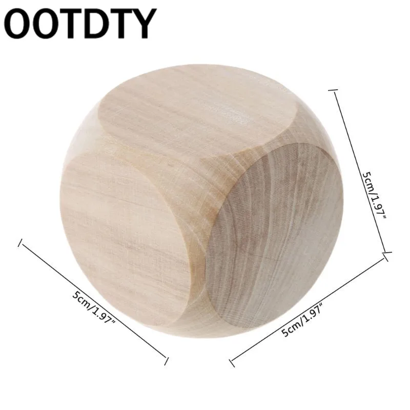 

1 Pc 5cm 6 Sided Blank Wood Dice Party Family DIY Games Printing Engraving Kid Toys