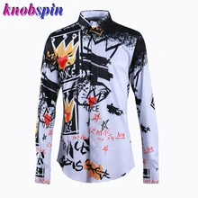 Брендовые деловые мужские рубашки с длинным рукавом модные рубашки с принтом Мужские повседневные тонкие мужские рубашки размер плюс мужской одежды