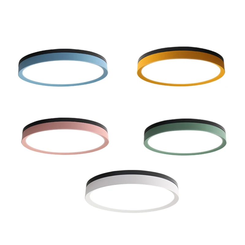 Colorful Macaron Ceiling Lights Modern Simple Round Foyer Led
