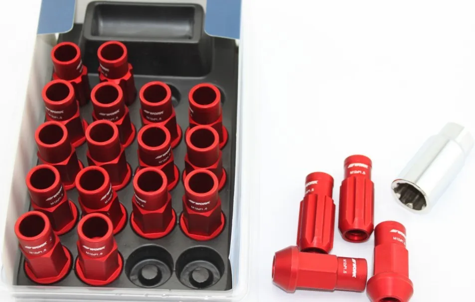 WORK RACING RS R EXTENDED ALUMINUM LOCK LUG NUTS 12X1.5 REDin