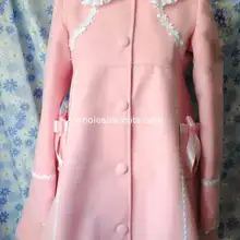 Японские дешевые изготовленные на заказ Розовые зимние шерстяные теплые дутые пальто и зимние пальто с галстуком-бабочкой для девочек Брендовое длинное зимнее пальто