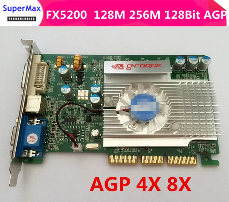 Совершенно новая видеокарта AGP FX5200 128M 128Bit поддерживает материнскую плату с