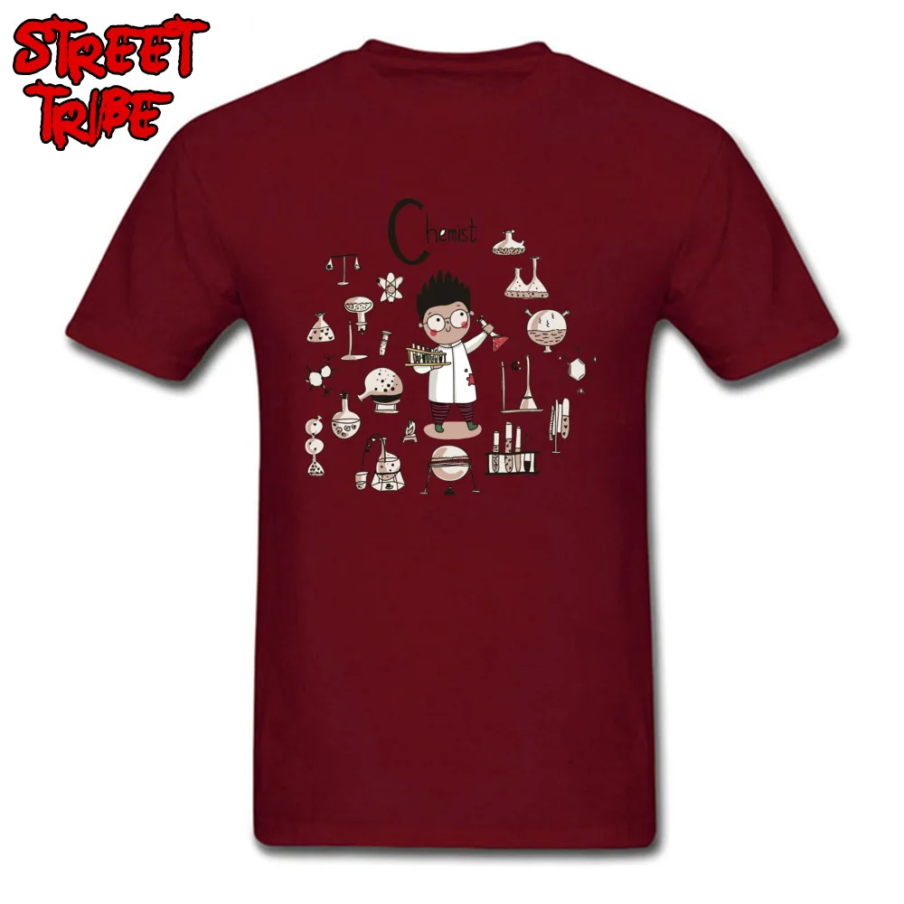 Short Sleeve Tops Tees Crew Neck Cotton Fabric Men's T-shirts chemistry science scientist Hip hop Tops Tees Brand chemistry science scientist maroon