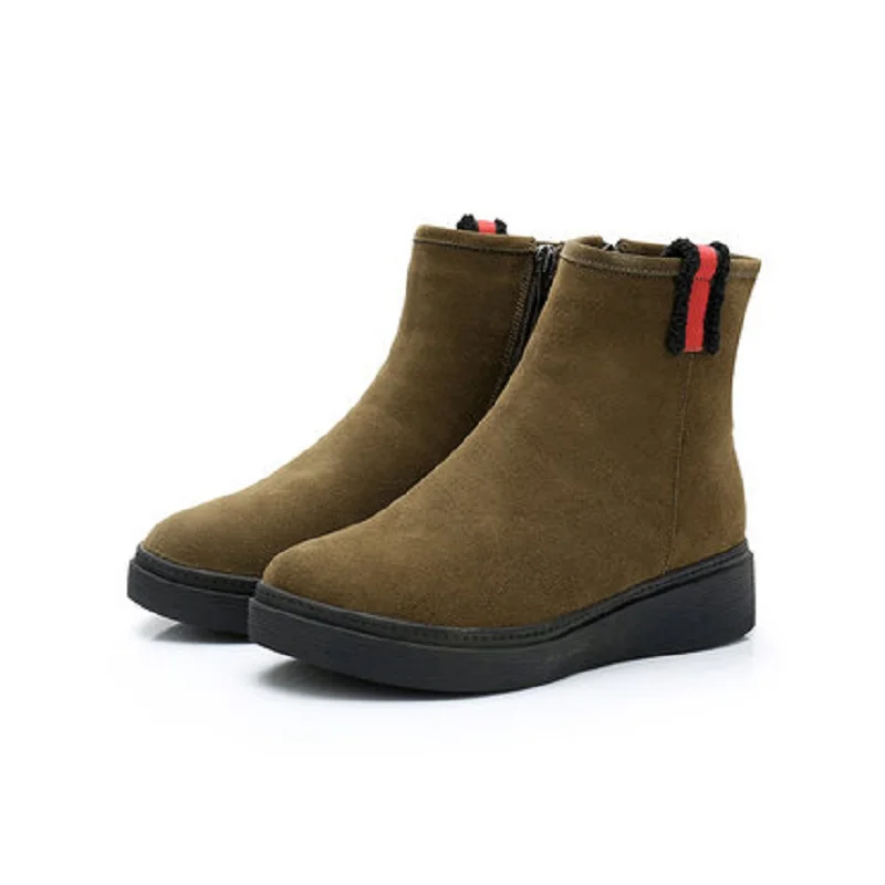 Velours Nouvelles Bottes Gommage forme Grande Sable 2019 Automne Marée De Noir Plus Et Femmes khaki Cuir Plate Coton Plat Martin D'hiver En Taille ZilOkwPuXT