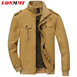 LONMMY M-6XL мужские куртки и пальто хлопковая верхняя одежда пальто мужские куртки-бомберы Повседневное в стиле милитари 2018 весна-осень