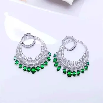 

Big AAA Cubic Zirconia Sparkling Beautiful Drop Dangle Earrings Party Jewelry for Women Girls Gifts Wedding Accessories E-162