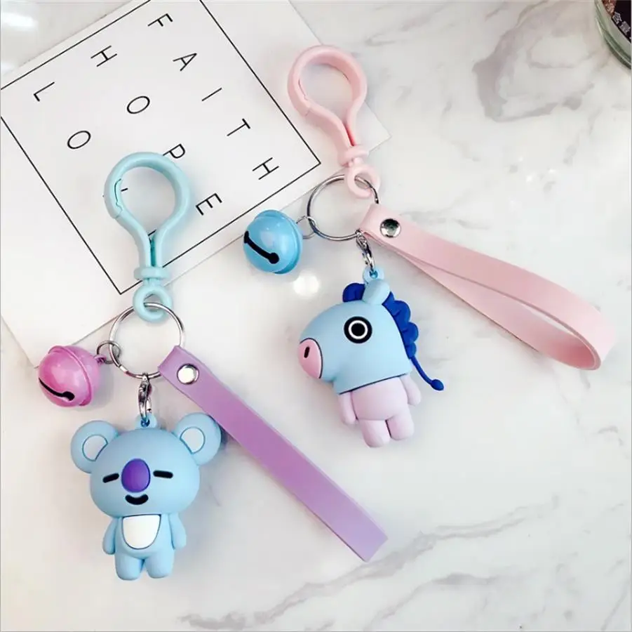 Kpop BTS BT21 Cartoon Car Keychain JIMIN Tata Acrylic Keyring Korean