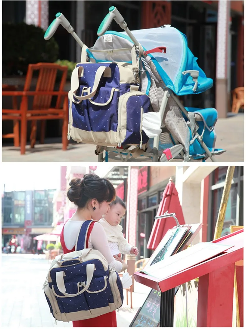Синий мода Мама Сумки для ребенка, сумка пеленки сумка-Органайзер, большой Ёмкость маленьких Сумки для подгузников комплект детские