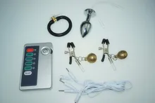 electro shock small size metal anal butt plug nipple clamp bell sex toy electric shock physical medical therapy sex products