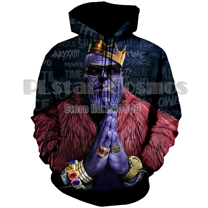 

PLstar Cosmos fashion women men 3D Print Avengers:Infinity War Thanos Hood pullover Hoodies Sweatshirts pullover Jacket Hip Hop