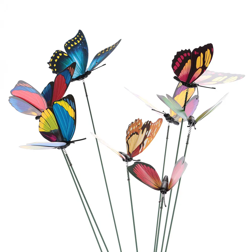 15 шт./лот, садовый декор, бабочка/Стрекоза, садовый арт, цветочный горшок, наружное реалистичное украшение для газона, Искусственный пластик, красивый