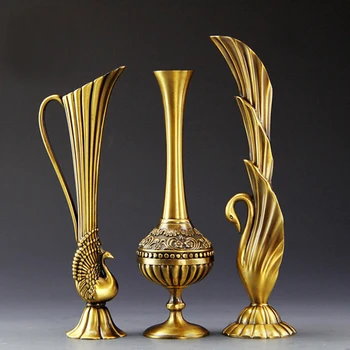 

Popular Peacock flower Vase Metal Alloy flower pots planters wine jug gift