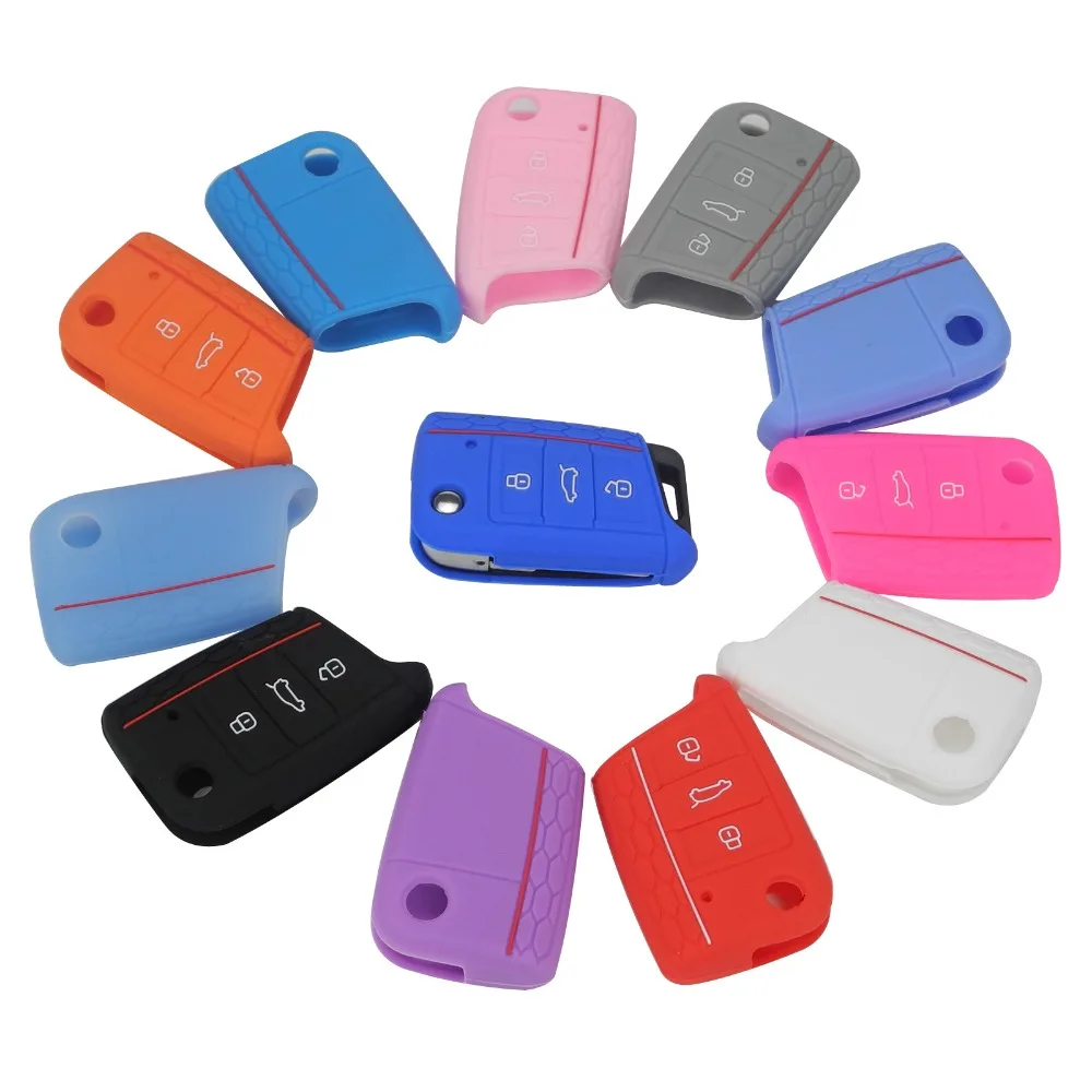 Keyforkess 50 pz/lotto nuovo coperchio chiave in Silicone per VW Golf 7 mk7 Skoda Octavia A7 custodia portachiavi in Silicone spedizione gratuita 7 aeProduct.getSubject()