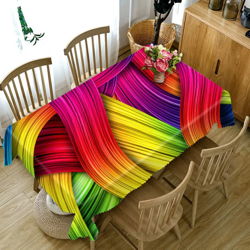 Rainbow tablecloth Round Cover Waterproof 3D Table cloth rectangular