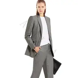 Куртка + Брюки для девочек женские Бизнес Костюмы светло-серый женские офисные форма Формальная работа вечерний ужин дамы Брючный костюм 2