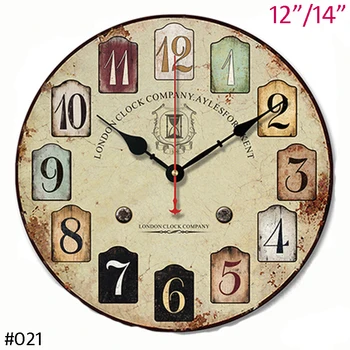 

Antique Style Wooden Accents with Arabic Numerals Printed 12, 14 inches Round Wall Clock
