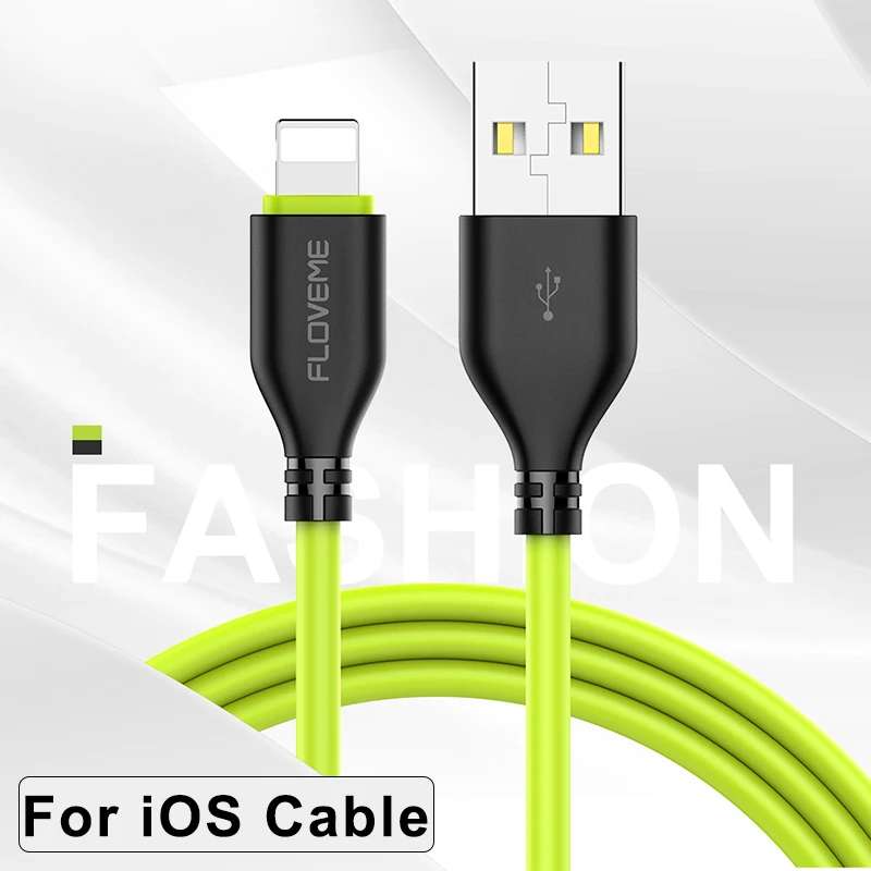 FLOVEME TPE USB mi cro кабель для samsung huawei Xiaomi mi Max 3 Nokia 8 кабель mi cro usb зарядный кабель для передачи данных телефонный кабель - Цвет: Lighting Black Green