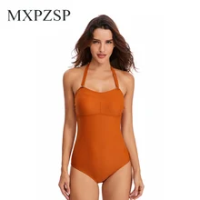 Женские Купальники узкий бюстгальтер без бретелек с завязкой на шее Цельный купальник с застежкой сзади открытая спина Висячие шеи дизайн сексуальный бикини mujer XL