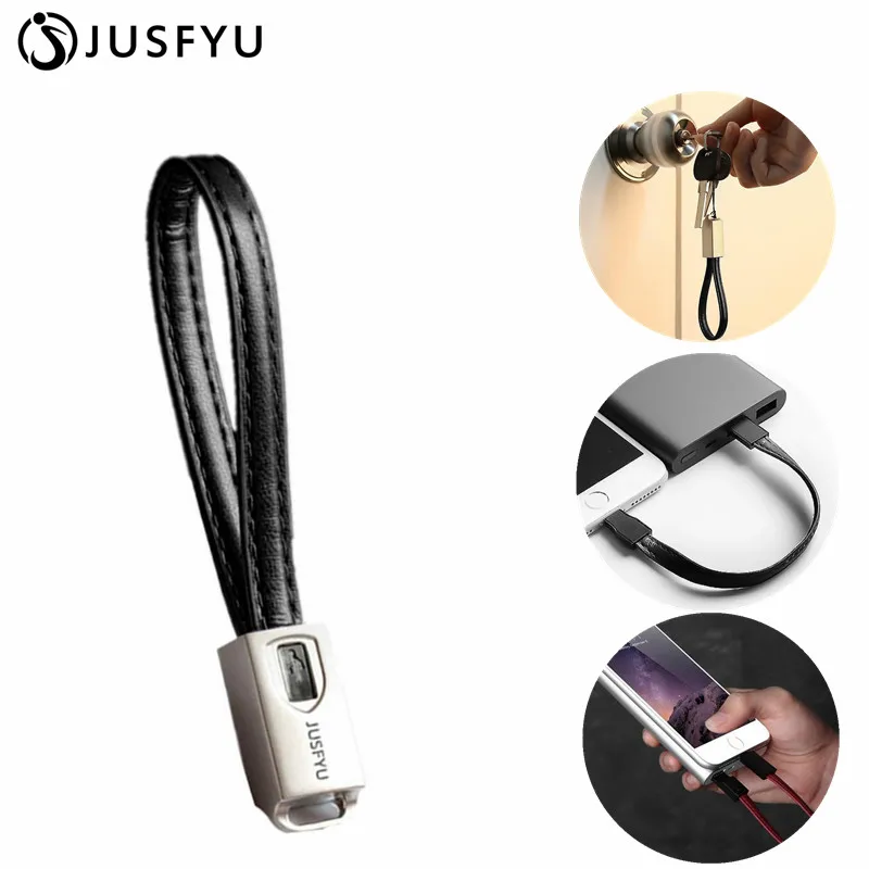 

USB Cables For iPhone Cable IOS 10, 2.1A Charge For iPhone 8 7 6 6s X 5s For iPad 8Pin Key Chain Leather Phone Charging Cables
