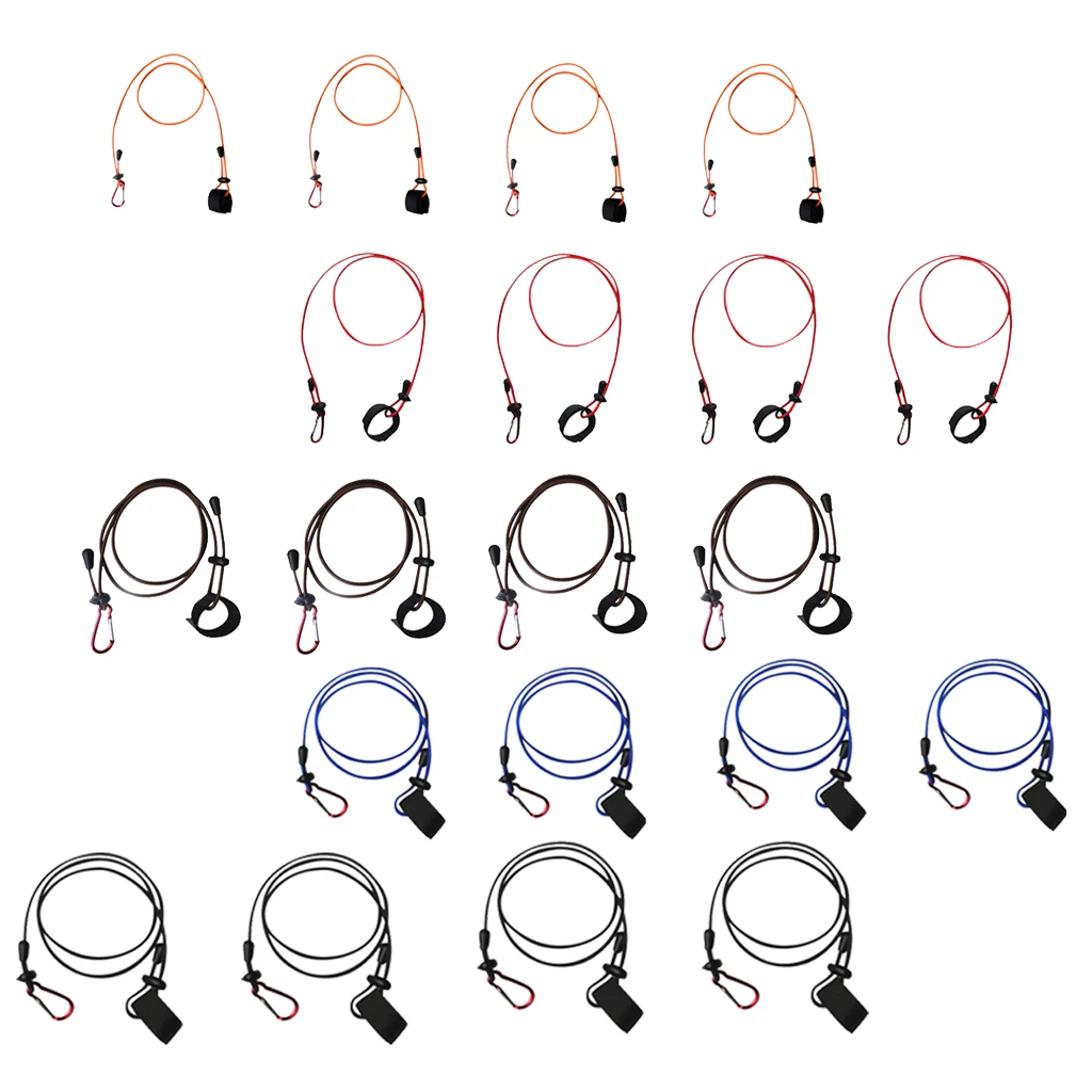 4 Pieces Universal Adjustable Kayak Canoe Paddle Leash Safety Fishing Rod Leash Rowing Boats Coiled Lanyard Cord Tie Rope