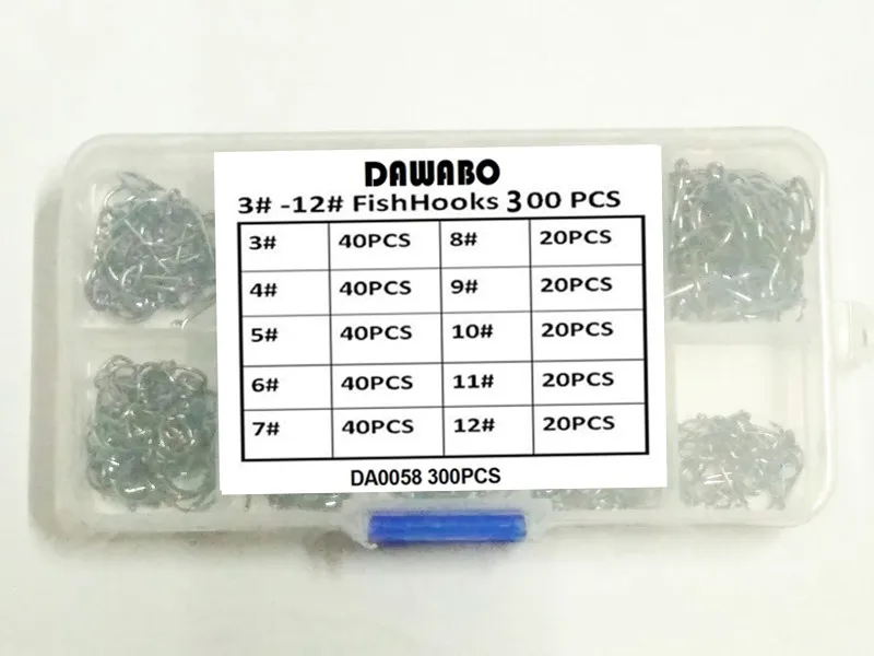 DAWOBO 200 шт.-500 шт./лот 3#-12# из высокоуглеродистой стали, круглые крючки для ловли рыбы, пресноводные рыболовные крючки с отверстием, крепкие рыболовные снасти для ловли карпа - Цвет: 300PCS