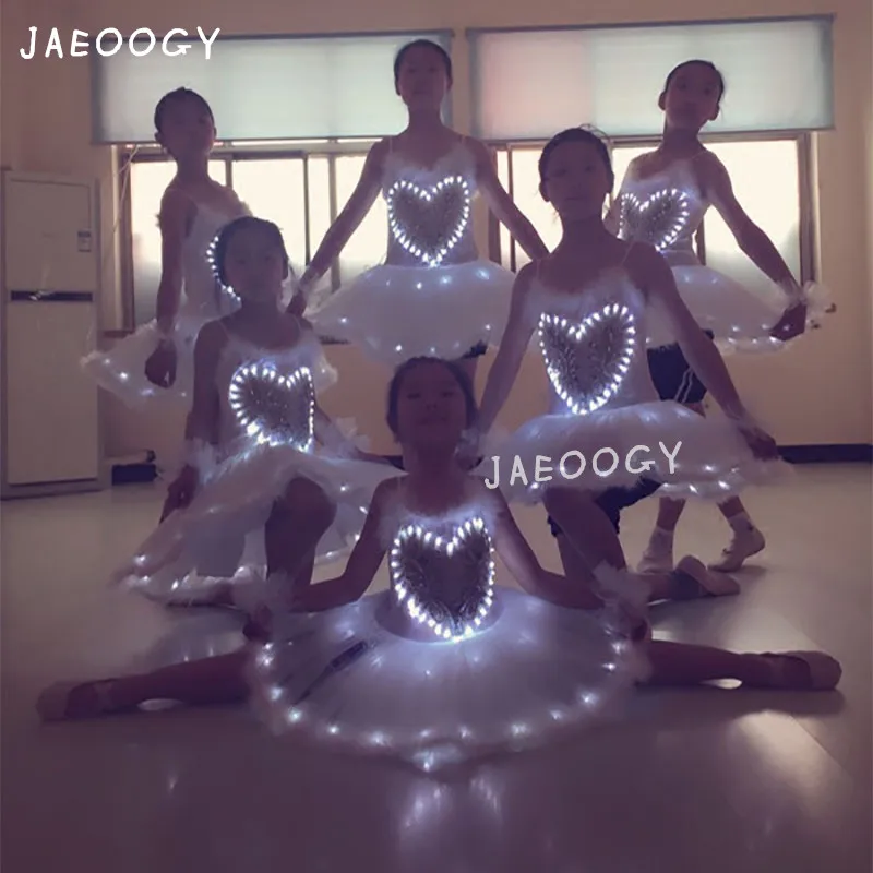 

New LED luminous children's girls ballet dance costume Christmas stage fluorescent dance lights school clothes show props