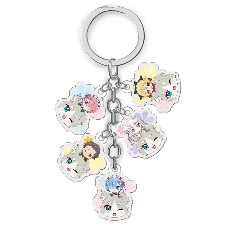 

Anime Re Zero:Life In A Different World From Zero Cartoon Figure Car Key Chains Holder Best Friend Graduation Christmas Day Gift