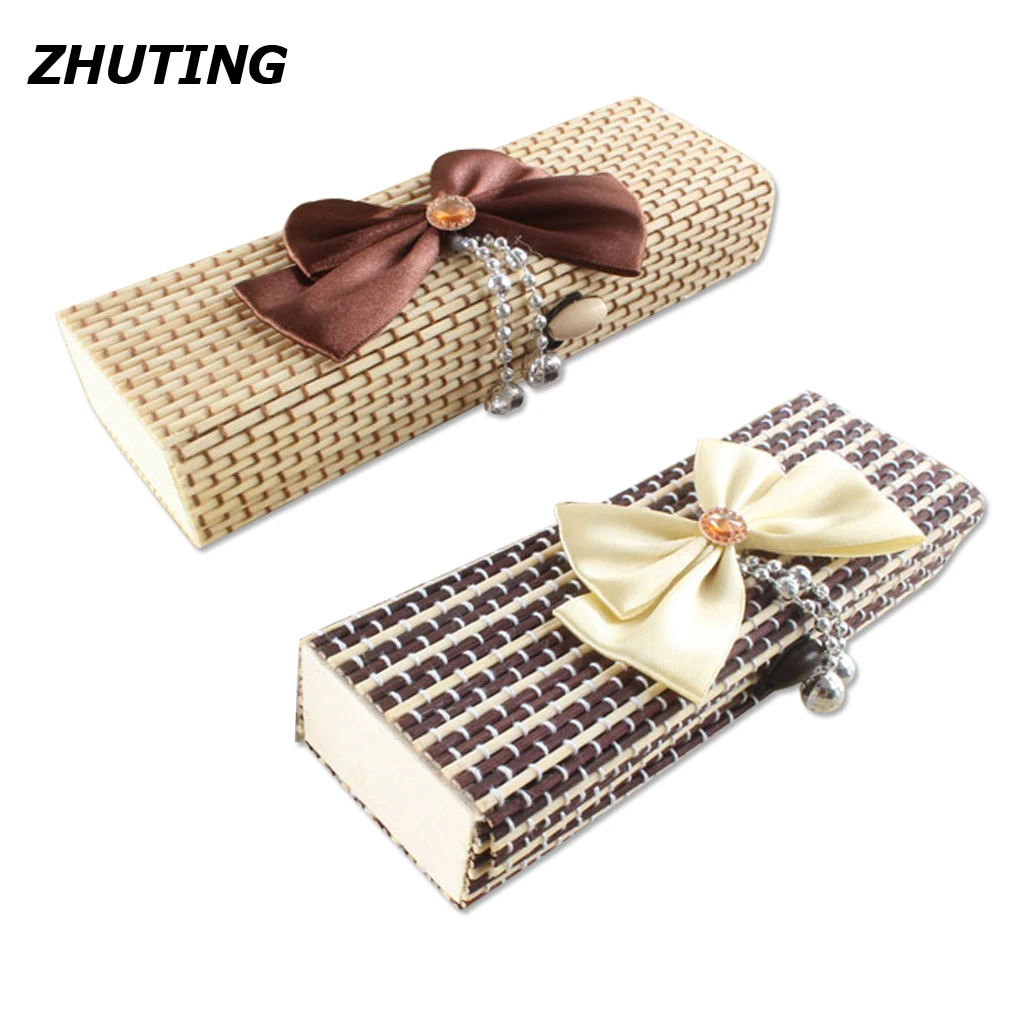 Bamboo Curtain Stationery Storage Jewelry Box Pencil Pen Case Student Supplies Exquisite Stationery Box