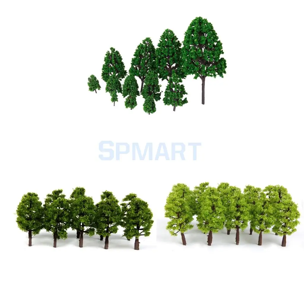 52pcs Architecture Scenery Model Trees Train Railroad Landscape HO OO Scale