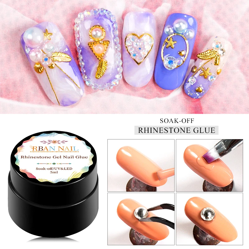 Rban 爪 5 ミリリットルネイルグルーラインストーントップコートグラッシーなし拭くスーパースティッキー接着剤ネイルグルーアクリルゲルマニキュアツール ネイルジェル Aliexpress