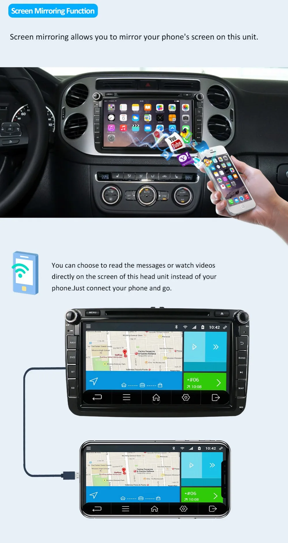 Top Two Din Car Multimedia Player Android 8.1 octa 8 Cores Auto Radio For Skoda/Seat/Volkswagen/VW/Passat b7/POLO/GOLF 5 6 DVD GPS 6