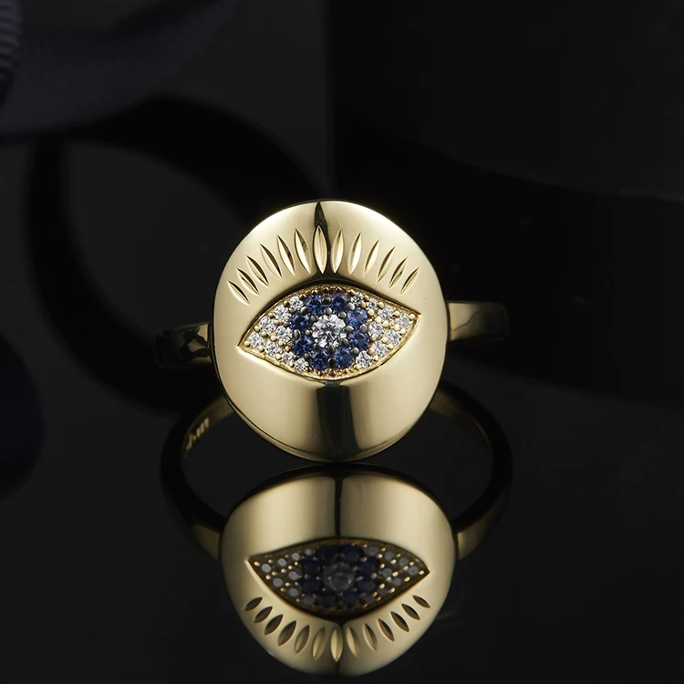 

[MeiBaPJ]Real 925 Sterling Silver Eye Ring for Women with AAA High Quality Stones Wedding Fine Jewelry
