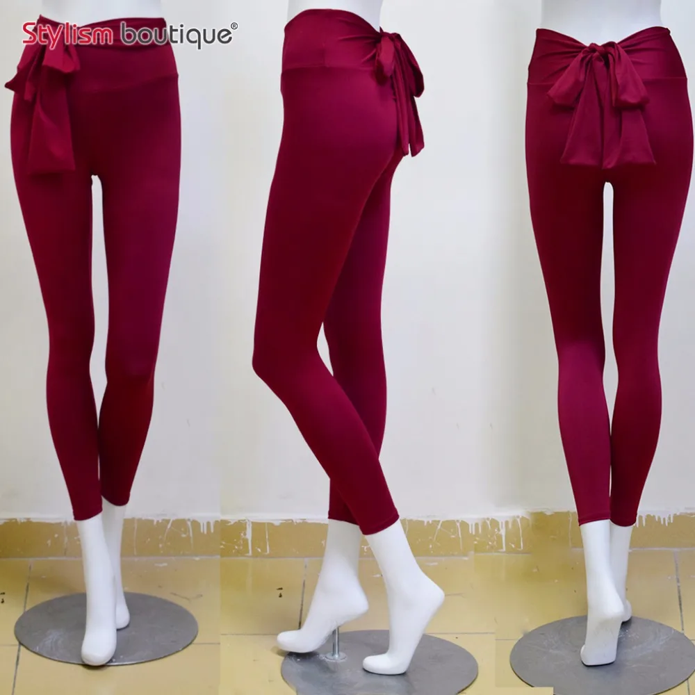 2018 New Butt Lifter Fold Bow Leggings Women Sexy Slim Fitness Woman