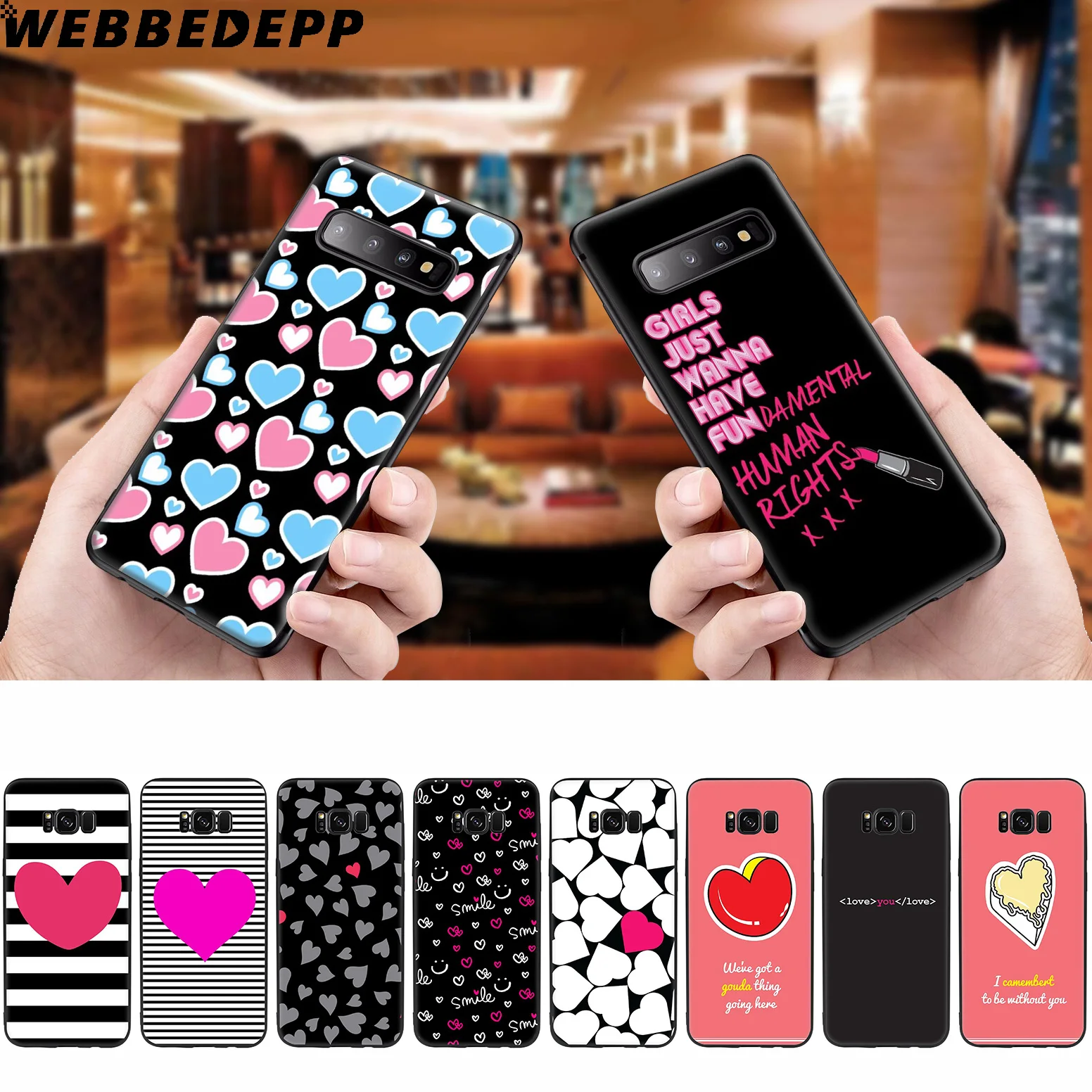 WEBBEDEPP Cheesy Hearts Girl Soft Case for Samsung Galaxy S10 S10e S9 S8 Plus S7 S6 Edge &amp J6 2018 Note 10 9 8 |