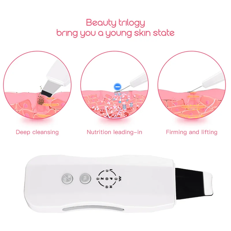 

Anion Ultrasonic Skin Scrubber Facial Pore Cleaner Ultrasound Peeling Lift Blackhead Remover Extractor Skin Care Beauty Device